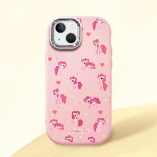 Ucuc iPhone 13/14 Uyumlu Darbe Emici Kamera Korumalı Pembe Silikon Özel Baskı Desenli Kılıf