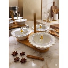 Leylart Bambu Standlı 3'lü Papatya Lüx Sunumluk & Çerezlik