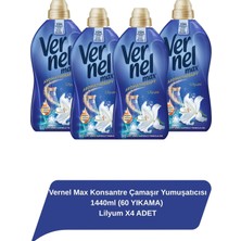 Vernel Max Konsantre Çamaşır Yumuşatıcısı 1440ml (60 YIKAMA) Lilyum X4 ADET