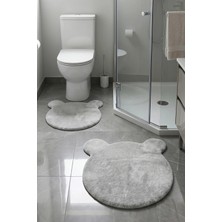Dekozer Ayıcık Şekilli 2’li Paspas Takımı Banyo, Çocuk-Yatak Odası|kaymaz Taban, Yumuşak,yıkanabilir