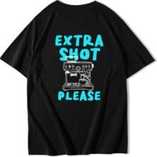 Brz Collection Unisex Oversize Blue Extra Shot Please T-Shirt Siyah