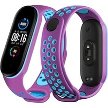 Zayka Mey Ithalat®   Mi Band 4 Spor Delikli Kordon - Mor-Mavi