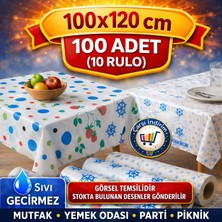 Nistabolje 100 Adet Kullan At Masa Örtüsü(10'lu Rulo x 10) Su, Sıvı ve Yağ Geçirmez 100X120CM Sofra Kağıdı Piknik Örtüsü