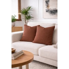 Goccia Home 2'li Keten Görünümlü Kırlent Kılıfı Fermuarlı Modern Dekoratif Yastık Kılıfı