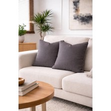 Goccia Home 2'li Keten Görünümlü Kırlent Kılıfı Fermuarlı Modern Dekoratif Yastık Kılıfı