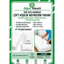 Ağol Tekstil Çift Kişilik Tek Kullanımlık Nevresim Takımı 50’li Set – Endüstriyel Paket