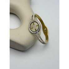 Biju Yılmaz Çelik Gold Taşlı Çerçeve Taşlı Kordon Çeyreklik Kelepçe - 26KLP48