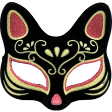 Luord-Store Siyah Renk Süet Kaplama Üzeri Kırmızı Sarı Simli Maskesi 17X14 cm