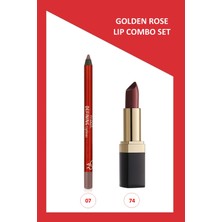 Lipstick No:74 Ruj & Golden Rose Defining Lip Liner No:07 Dudak Kalemi Seti