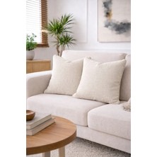 Goccia Home 2'li Keten Görünümlü Kırlent Kılıfı Fermuarlı Modern Dekoratif Yastık Kılıfı