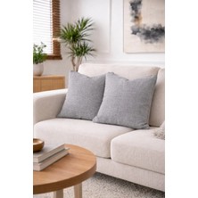 Goccia Home 2'li Keten Görünümlü Kırlent Kılıfı Fermuarlı Modern Dekoratif Yastık Kılıfı