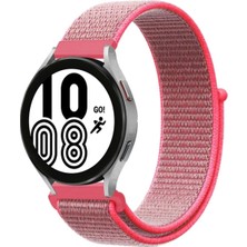 Zayka Mey Ithalat®  Samsung Galaxy Watch 4 Hasırlı Cırtcırtlı Kordon - Pembe