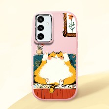 Ucuc Samsung Galaxy S23 Fe Uyumlu Darbe Emici Kamera Korumalı Pembe Silikon Özel Baskı Desenli Kılıf