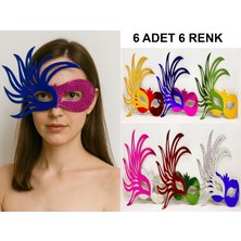 Luord-Store 6&amp;#39;lı Renkli Balo Maskesi Seti | Karton &amp; Lastikli (Yetişkin-Çocuk Uyumlu)