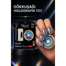 Misyul Gökkuşağı Holografik Toz Rainbow Chrome Effect 7 Renk Yansımalı Nail Art Tırnak Süsleme Tozu