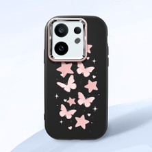 Ucuc Vivo X200 Fe Uyumlu Darbe Emici Kamera Korumalı Siyah Silikon Özel Baskı Desenli Kılıf