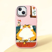 Ucuc iPhone 15 Plus/14 Plus Uyumlu Darbe Emici Kamera Korumalı Pembe Silikon Özel Baskı Desenli Kılıf