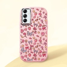 Ucuc Samsung Galaxy A14 4g/5g Uyumlu Darbe Emici Kamera Korumalı Pembe Silikon Özel Baskı Desenli Kılıf