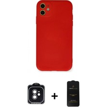 Marsilyan™- iPhone 11 Kılıf Ahenk Serisi - Siyah 6d Antistatik Mat Seramik Hayalet Nano Ekran Koruyucu + Siyah Pvd Metal Kamera Lens