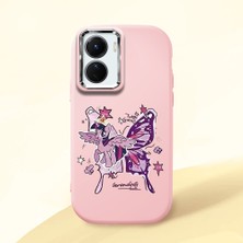 Ucuc Vivo Y16/Y02S Uyumlu Darbe Emici Kamera Korumalı Pembe Silikon Özel Baskı Desenli Kılıf