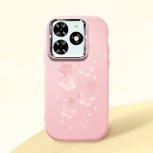 Ucuc Infinix Smart 8/8 Pro Uyumlu Darbe Emici Kamera Korumalı Pembe Silikon Özel Baskı Desenli Kılıf