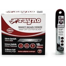 İlanib Ticaret Rayno 18 mm Bıçağı Yedeği – Off Keskin Uç – 0,5 mm Kalınlık – Karbon Çelik – (10 Adet)