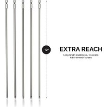 İlanib Ticaret Neiko 10043A Yıldız ve Düz Tornavida Ucu Seti, 5 Parça, 30,5 cm Ekstra Uzun, 6,3 mm Şaft