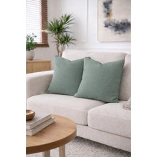 Goccia Home 2'li Keten Görünümlü Kırlent Kılıfı Fermuarlı Modern Dekoratif Yastık Kılıfı