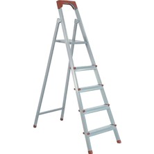 İlanib Ticaret Ze Ev Tipi Profesyonel Alüminyum Profil Merdiven, Basamaklı, Gümüş Gri, 150 kg Taşıma Kapasiteli, Kaymaz Ayaklı, (4+1)