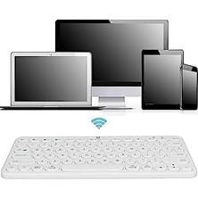 İlanib Ticaret BT-K95 Bluetooth Bağlantılı Taşınabilir Sessiz Slim Sessiz Klavye Beyaz Telefon Tablet Mac Uyumlu
