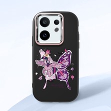 Ucuc Vivo X200 Fe Uyumlu Darbe Emici Kamera Korumalı Siyah Silikon Özel Baskı Desenli Kılıf