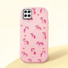 Ucuc Samsung Galaxy A12/M12 Uyumlu Darbe Emici Kamera Korumalı Pembe Silikon Özel Baskı Desenli Kılıf