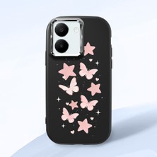 Ucuc Vivo Y27 5G/Y27S Uyumlu Darbe Emici Kamera Korumalı Siyah Silikon Özel Baskı Desenli Kılıf