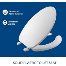 İlanib Ticaret 175 000 Ticari Kapaklı Açık Ön Klozet Kapağı, Elongated, Plastik, Beyaz