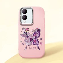 Ucuc Vivo Y28 4g Uyumlu Darbe Emici Kamera Korumalı Pembe Silikon Özel Baskı Desenli Kılıf
