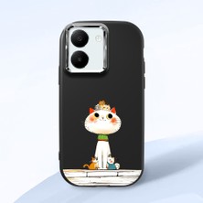 Ucuc Vivo Y27 5G/Y27S Uyumlu Darbe Emici Kamera Korumalı Siyah Silikon Özel Baskı Desenli Kılıf