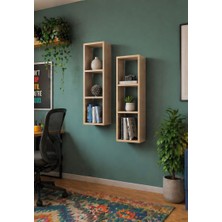 Dekormer Design Kitaplık Ikili Takım Çapraz Duvar Rafı Mobilyası Cordoba