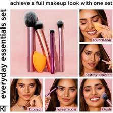 İlanib Ticaret Real Technıques Everyday Essentials Makyaj Fırçası, Yüz Için Komple Set (Yüz Süngeri, Yüz, Ruj, Ayarlama ve Delüks Göz Farı Fırçası)
