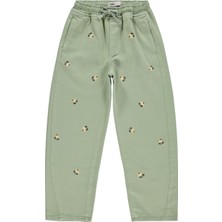 Civil Girls Çiçek Nakışlı 10-13 Yaş Pantolon - Yeşil