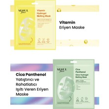 Dermal Vitamin ve Cica Canlandırıcı Yatıştırıcı Eriyen Maske Seti Kore Maske Seti 34 Gr.