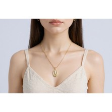 Stil Incisi/xupıng Jewelry Yaprak Model Zirkon Taşlı Büyük Kolye