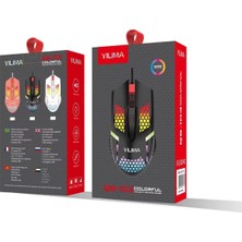 Yılıma QS-103 Renkli Rgb Işıklı Bal Petek Desenli Kablolu Oyun Mouse Black