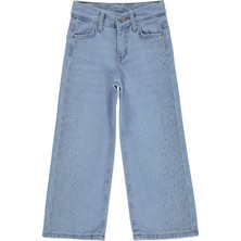 Civil Girls Taşlı Bol Paça 10-13 Yaş Pantolon Kot - Mavi