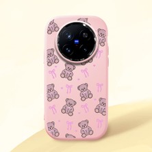 Ucuc Vivo X200 Pro Uyumlu Darbe Emici Kamera Korumalı Pembe Silikon Özel Baskı Desenli Kılıf