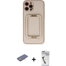 Marsilyan™- iPhone 12 Pro Kılıf Kozmos Minimal Prime - Şeffaf Uv Polymer Nano Ekran Koruyucu + Pembe Renkli Kamera Lens Koruma Cam