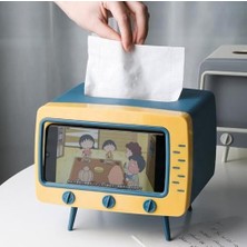 İlanib Ticaret Masaüstü Retro Telefon Tutucu, Masaüstü Peçetelik Cep Telefonu Standı (Lacivert)