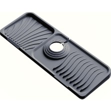 İlanib Ticaret Musluk Matı Elastik Silikon Mutfak ve Banyo Için Lavobo Su Tutucu Musluk ve Batarya Matı, Gri