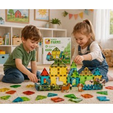 Margo Toys Manyetik Yapı Blokları – Çocuklar Için Renkli 3 Boyutlu 37 Parça Çiftlik Temalı Manyetik Karo Oyun Seti