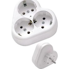 İlanib Ticaret 101-03P Papatya Kablosuz 3'lü Topraklı Üçlü Priz Çoğaltıcı Beyaz 1410