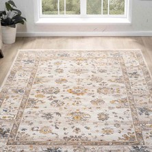 Pera Halı Bej Kahve Soyut Eskitme Desenli Uşak Halı - NS0253KA